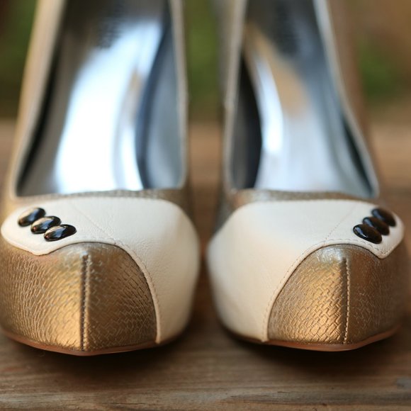 Charlotte Russe Shoes - Teal, Silver and White Heels